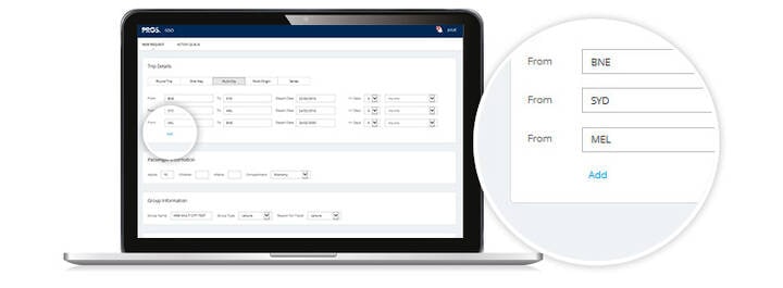 GSO interface screen showing origin and destination input fields.
