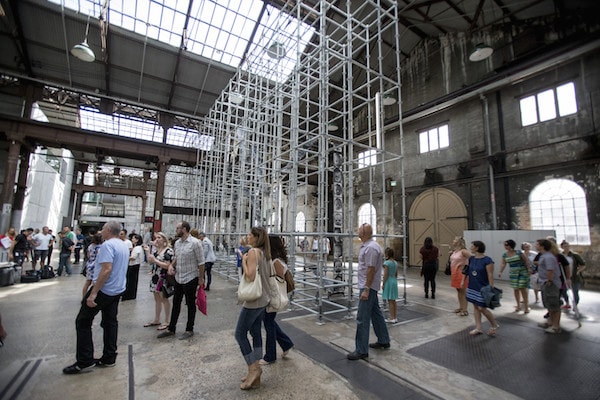 People at art exhibit at Carriageworks