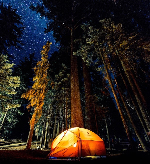 Campsite at night at peel island