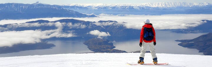 Person skiing in Queenstown, New Zealand.