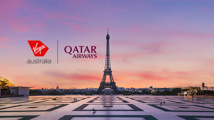 Eiffel tower in Paris at sunset.
