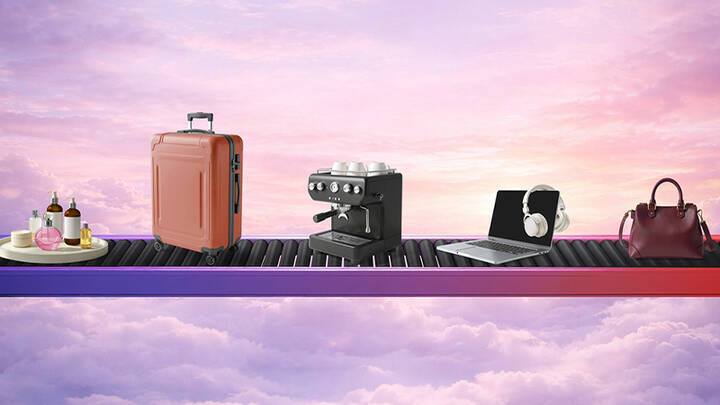 Items on a conveyor belt.