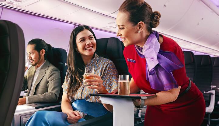 Male passenger in Business class on a flight