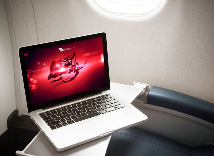 Laptop in cabin logged onto iCargo portal screen