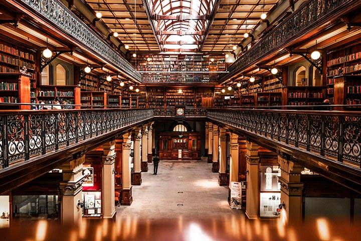 The interior of the Mortlock Wing in the State Library of South Australia