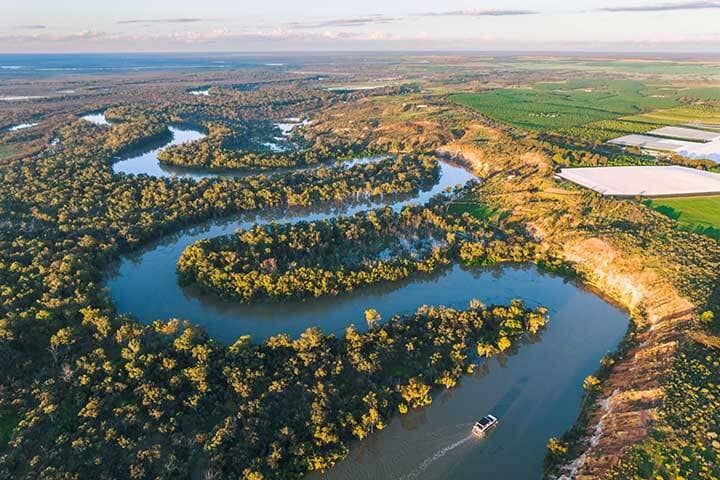 Aerial view of Murray River and surrounds