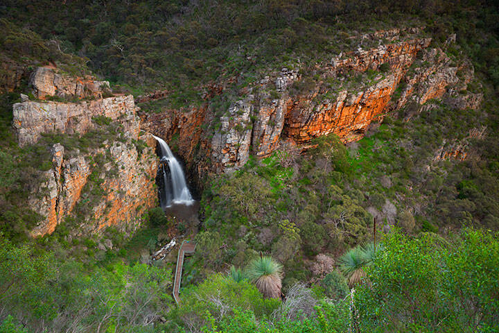 First Falls in Morialta Conservation Park in the Adelaide Hills, South Australia, is a popular bushwalking destination for locals and tourists alike. 