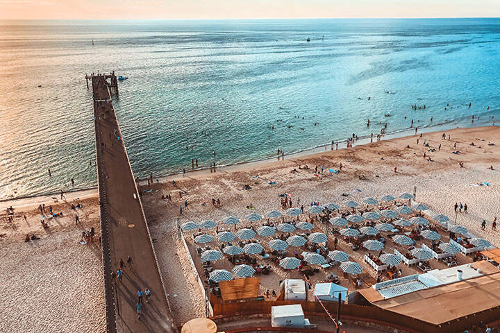 Aerial view of Moseley Beach Club at Glenelg Beach