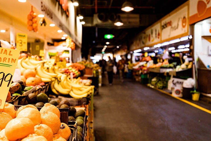 Fresh fruit and vegetable stall at the Adelaide Central Market  