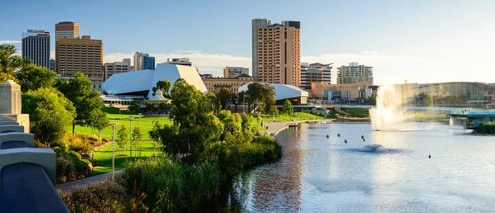 View of Adelaide city and River Torrens