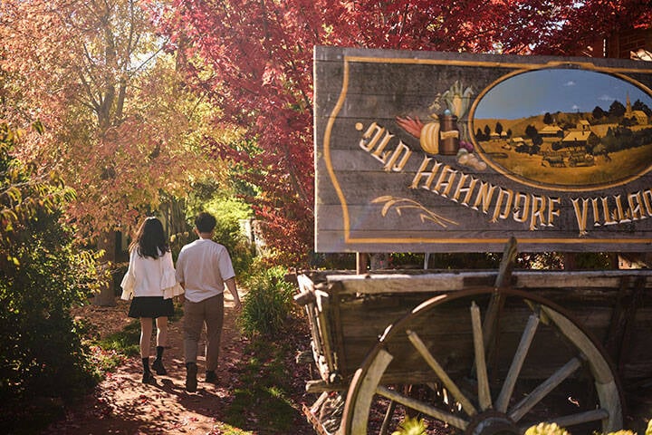 Tourists exploring Hahndorf during autumn