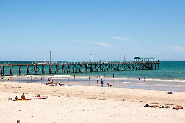 View of the pier and ocean at Henley Beach 