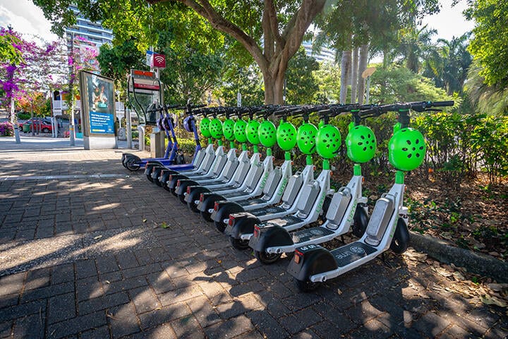 Lime electric ride share scooters in Brisbane