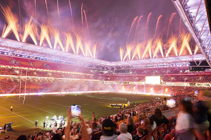 Spectators watching a game at Suncorp stadium