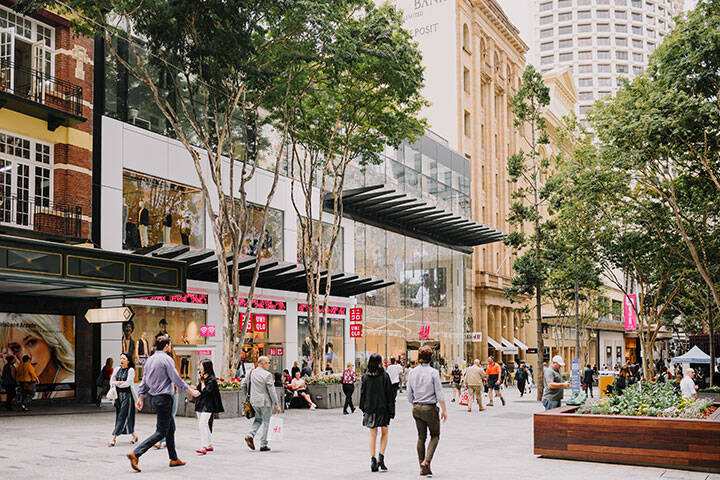 People walking through Queen Street Mall, Brisbane