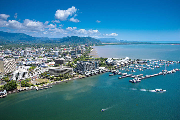 Aerial view of Cairns city  