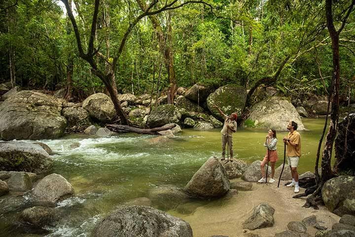 Couple experiencing the guided Dreamtime Walk at Mossman Gorge