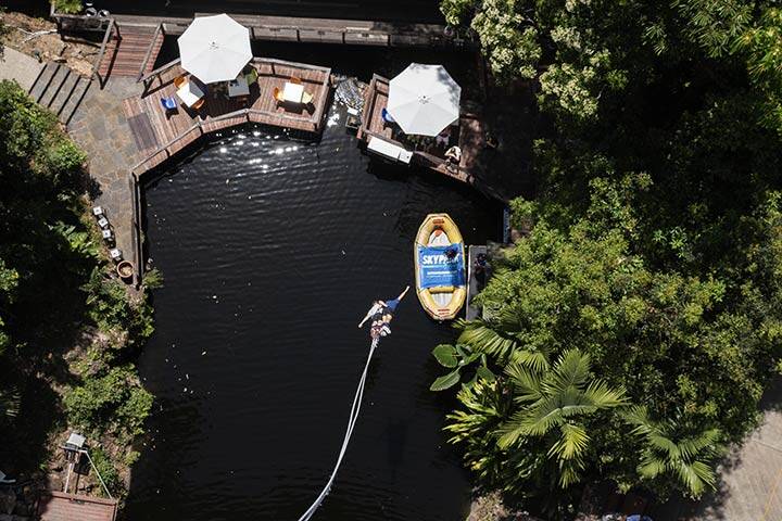 Guests enjoying the Bungy expreience at Skypark Cairns by AJ Hackett