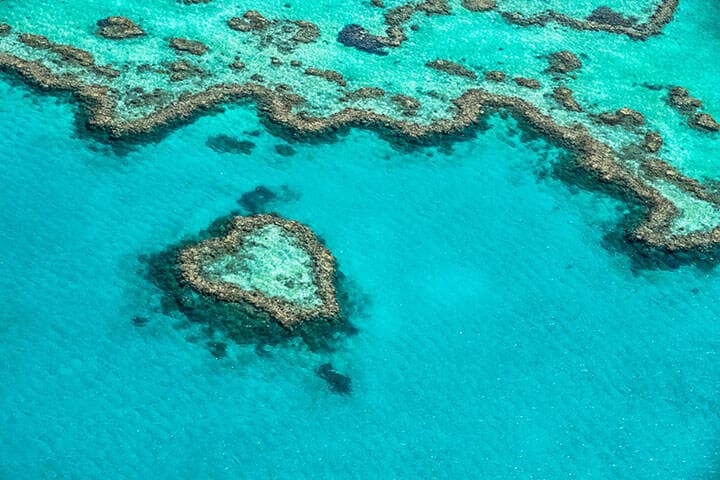Aerial view of Heart Reef of a clear day