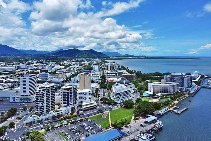 Aerial view of Cairns city  