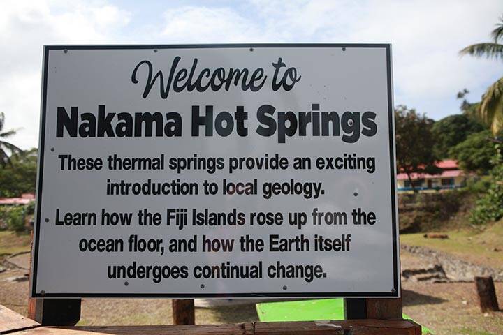 Nakama Hot Springs sign in Fiji