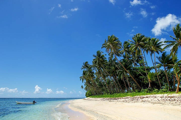 Sandy beach in Lavena village on Taveuni Island, Fiji