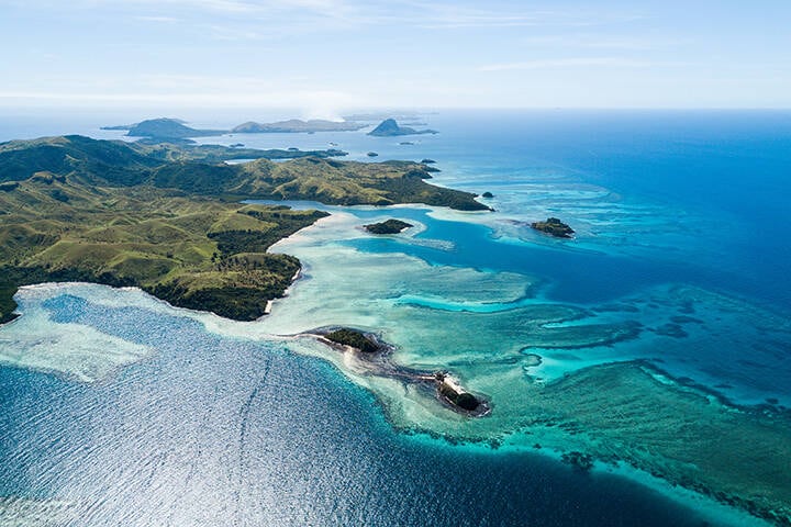 Aerial view of Fiji islands