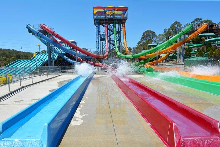 Water slides at Wet'n'Wild Gold Coast Queensland Australia  