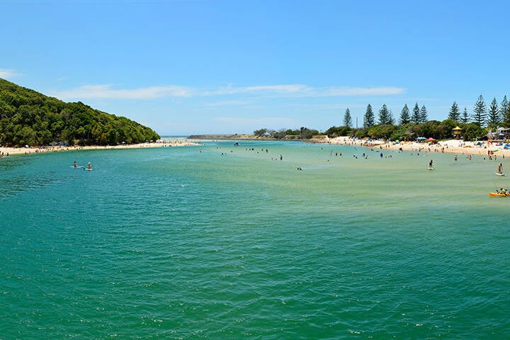 Tallebudgera Creek in Burleigh Heads during Summer in Queensland, Australia.