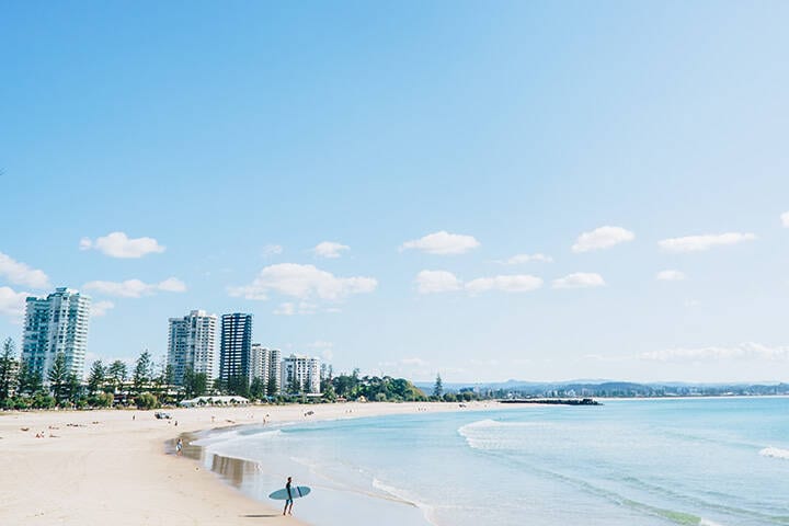 Coolangatta beach view towards Kirra and Gold Coast  