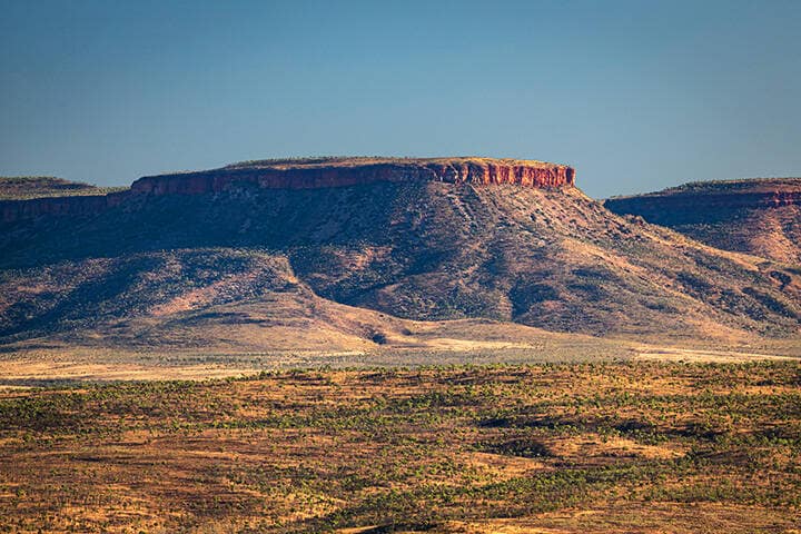 Looking at El Questro Mountain from Five Rivers Lookout in Wyndham, Kimberley, Western Australia 