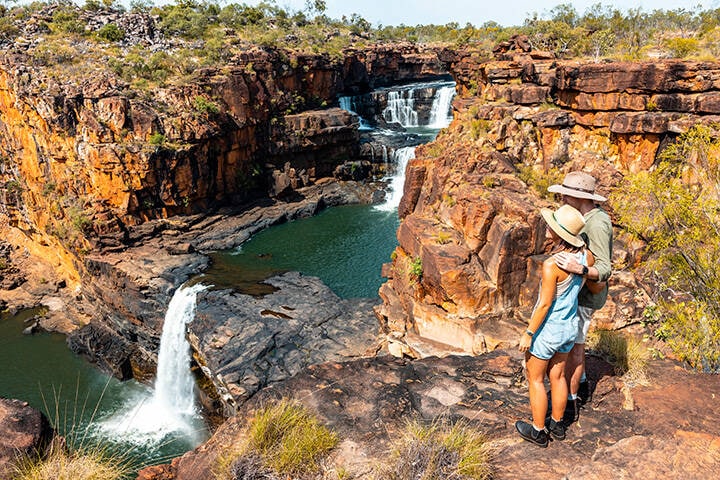 Couple enjoying the view at Mitchell Falls in the East Kimberley