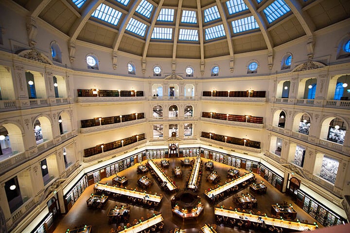 The grand interior of the State Library Victoria