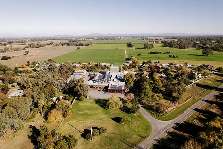 Aerial view of Milawa in Victoria's High Country