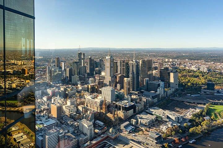 View of Melbourne city from Melbourne Skydeck at Eureka Tower