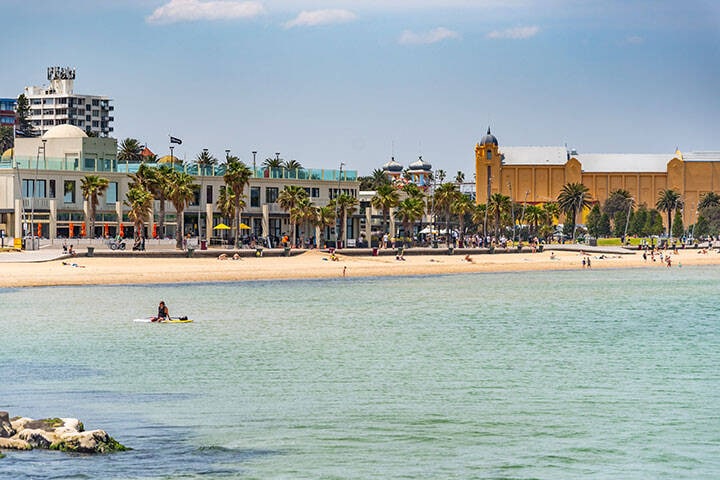 St Kilda Beach is a beach located in St Kilda, Port Phillip, 6 kilometres south from the Melbourne city centre. It is Melbourne's most famous beach.