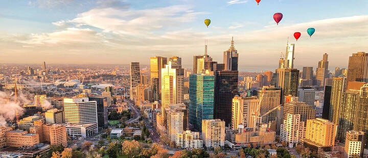 Aerial view of Melbourne from hot air ballons