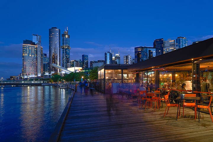 Docklands, on the Yarra River, at night