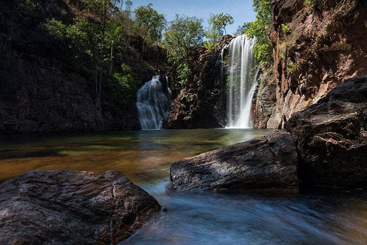 Beautiful natural waterfall and plunge pool in tropical environment, Florence Falls, Litchfield National Park, Darwin, Northern Territory, Australia
