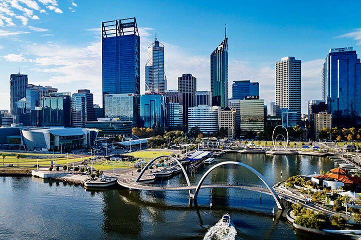 Aerial view of Elizabeth Quay, Perth