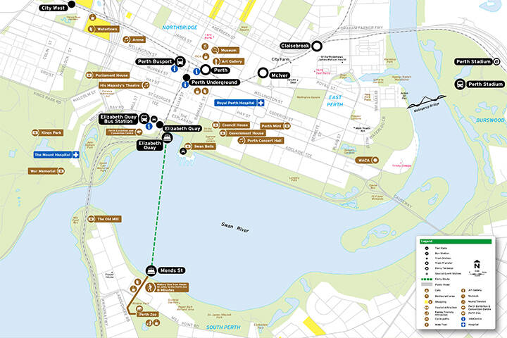 Map of Perth ferry route 