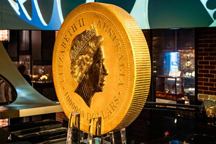 One Million Australian Dollar gold coin on display at the Perth Mint, Perth, Australia 