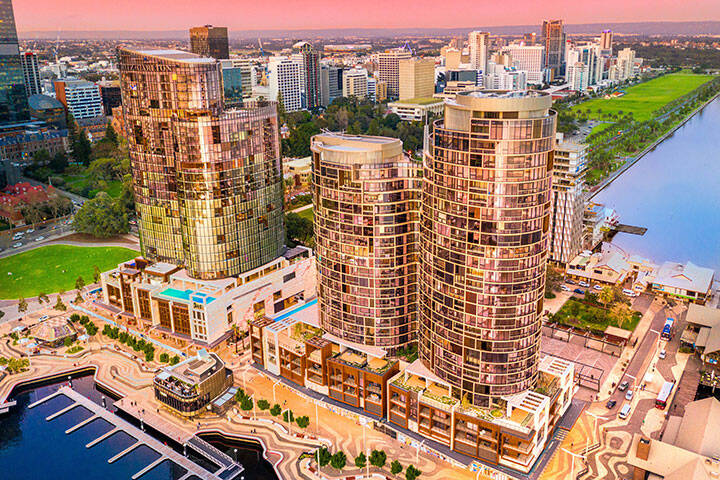 Aerial View of the Ritz Carlton at Elizabeth Quay, Perth 