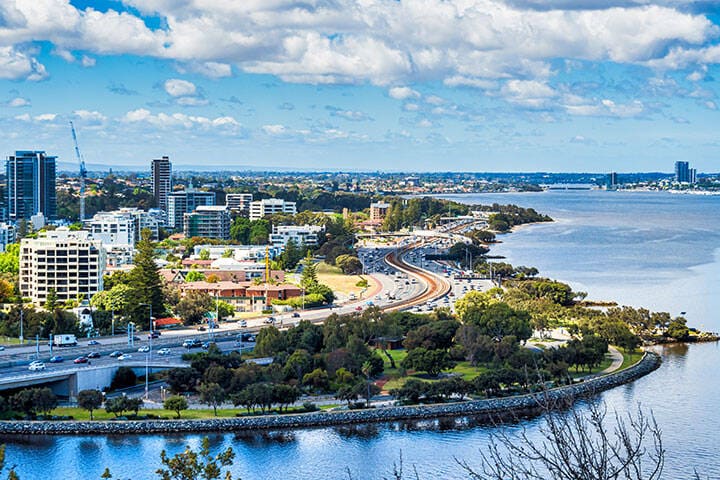 View of the Swan river and South Perth from Kings Park  