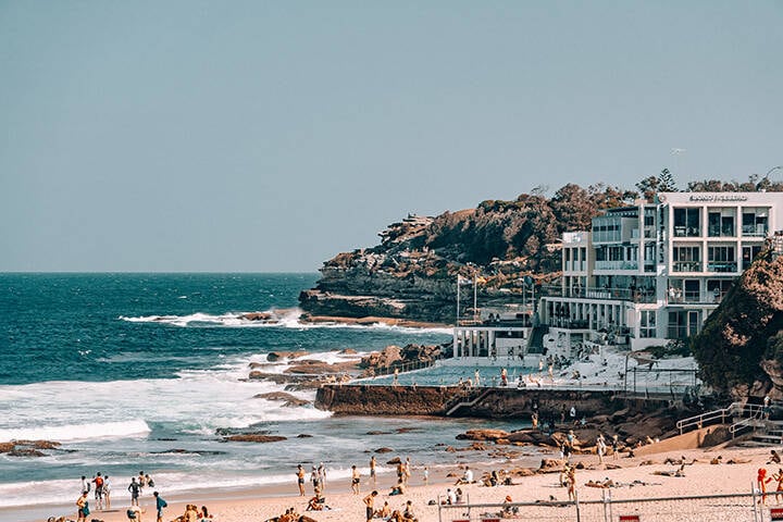 Bondi Icebergs, located on the south end of Bondi Beach, during summer. 