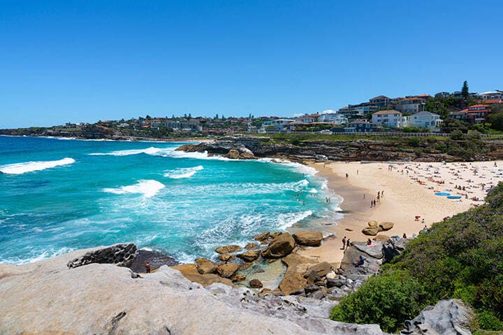 View of Tamarama beach during Bondi to Coogee coastal walk in Sydney Australia 