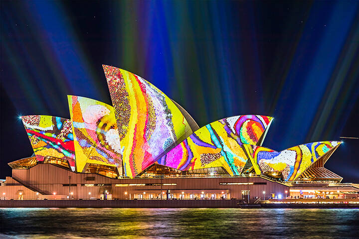Sydney opera house at Vivid Sydney show.