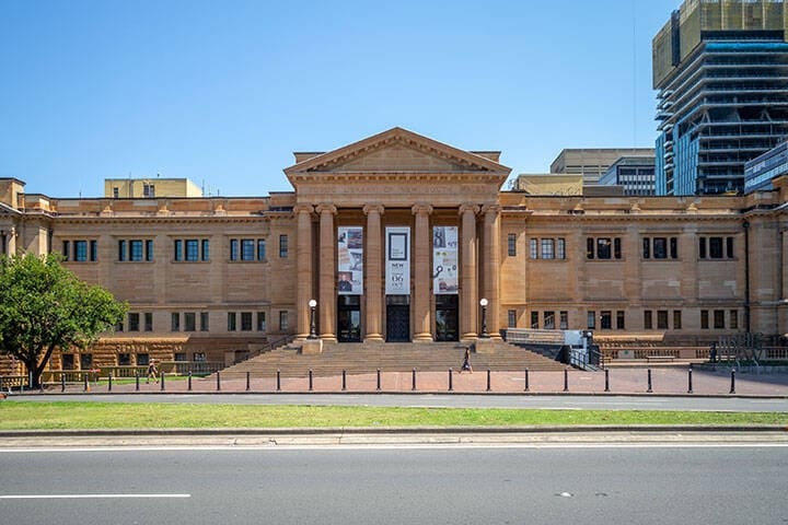 Facade of public library of new south wales, a large heritage-listed special collections, reference and research library open to the public 