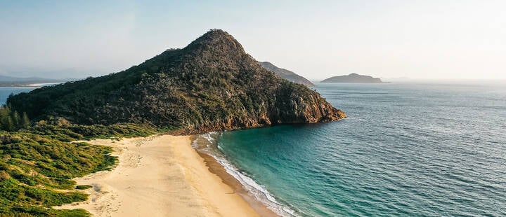 Aerial view of Zenith Beach in Port Stephens, a short drive from Sydney