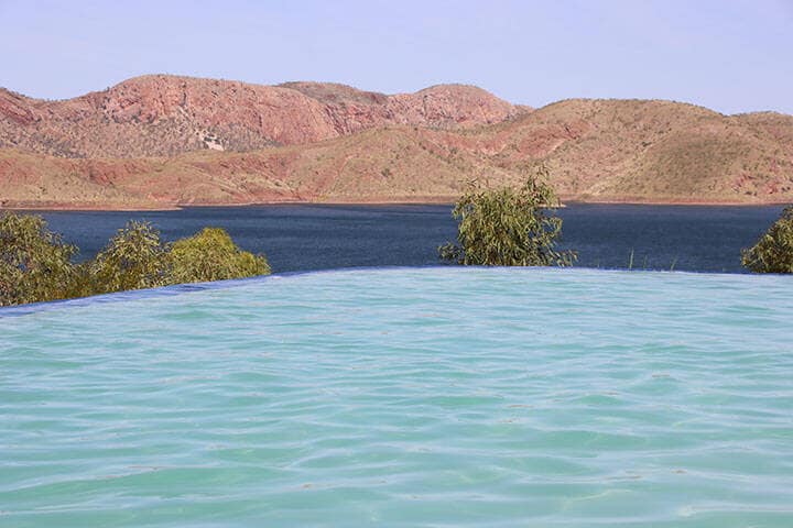 An infinity pool overlooking Lake Argyle in the East Kimberley region of Western Australia. 